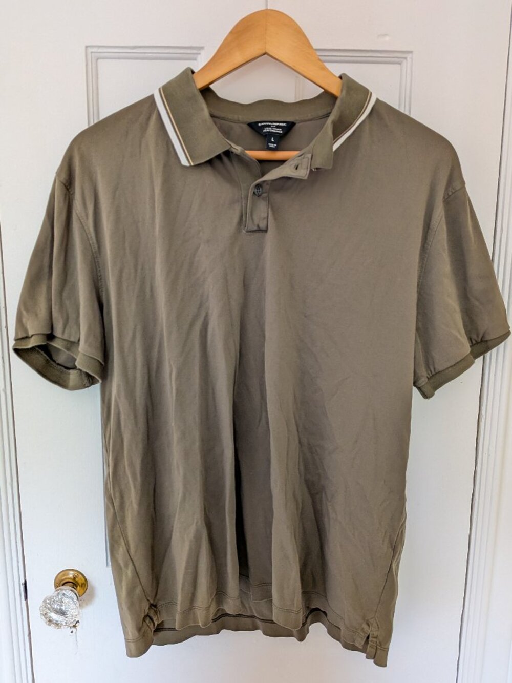 Banana Republic Mens Luxe Touch Olive Polo